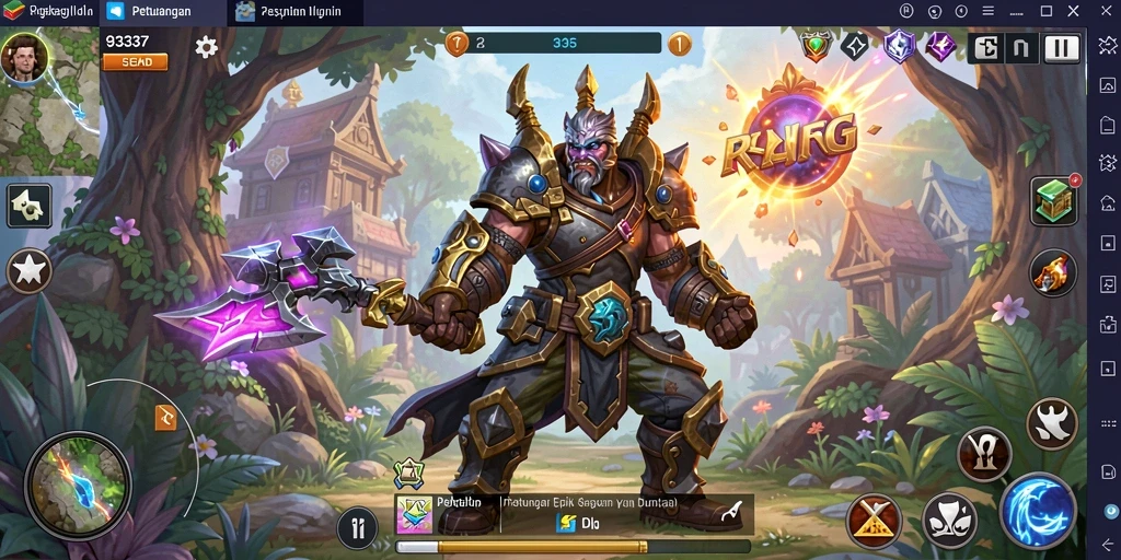 Screenshot utama 93337 menampilkan aksi pertarungan RPG yang mendebarkan.