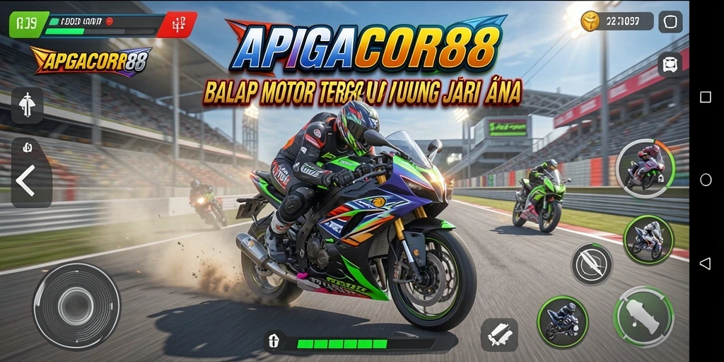 Tampilan seru gameplay balapan motor di APIGACOR88.
