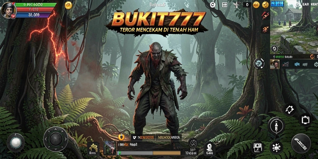 Gameplay seram dengan suasana hutan yang menakutkan.