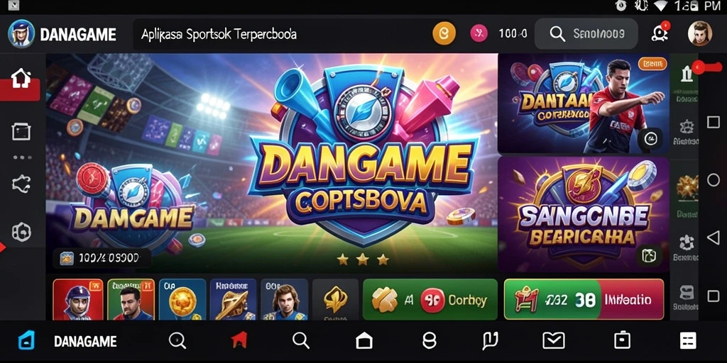 Screenshot utama DANAGAME menampilkan antarmuka taruhan olahraga yang menarik.