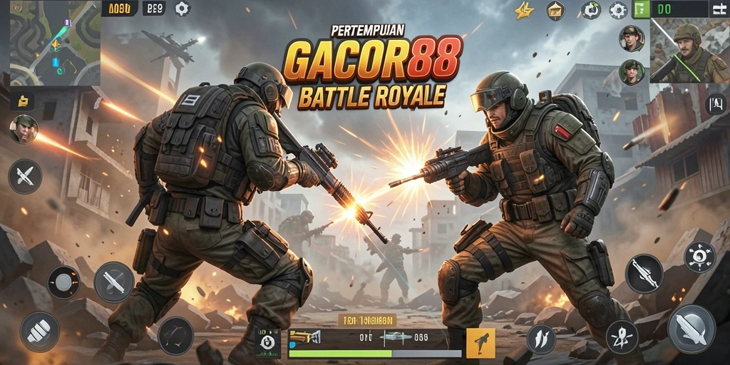 Tampilan seru GACOR88 dalam pertempuran Battle Royale.