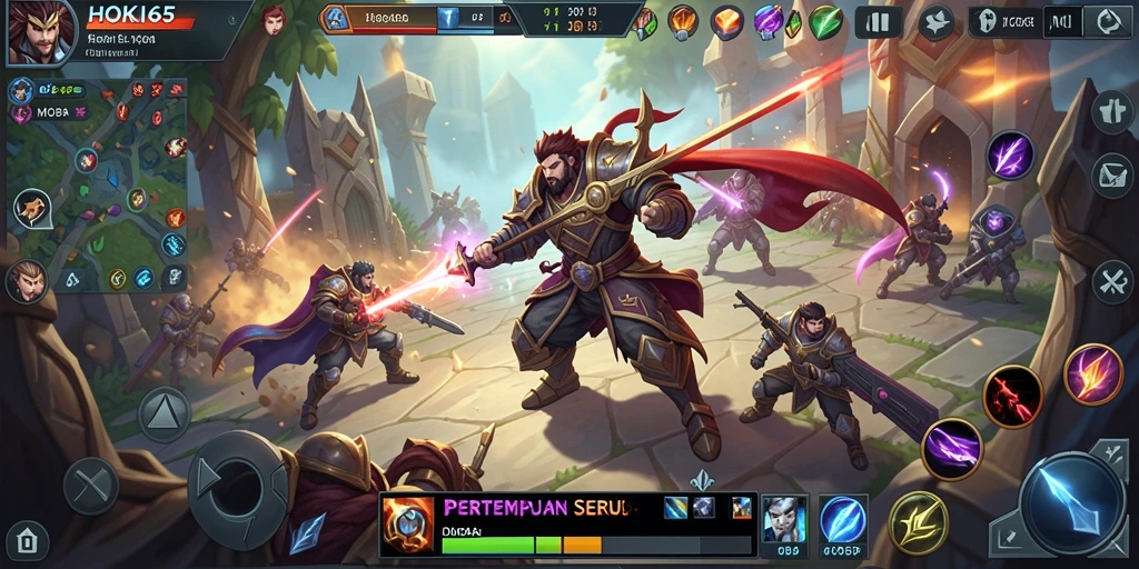 Tangkapan layar aksi seru di HOKI65 dengan tempur MOBA.