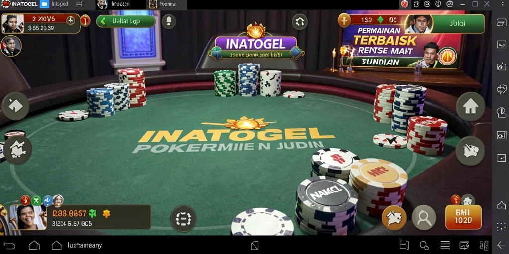 Tampilan gameplay poker yang seru dan interaktif di INATOGEL.