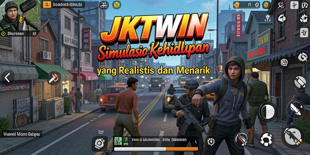 Tampilan gameplay menarik dari JKTWIN dengan interaksi karakter.