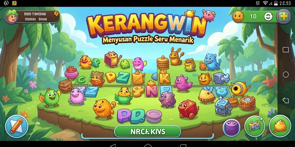 Tampilan gameplay KERANGWIN yang menarik dalam menyusun puzzle.