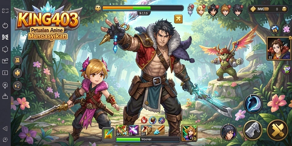 Screenshot KING403 menampilkan serunya pertarungan layaknya anime.