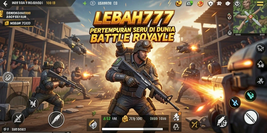Gambaran utama gameplay LEBAH777 dengan pertempuran intens di Battle Royale.