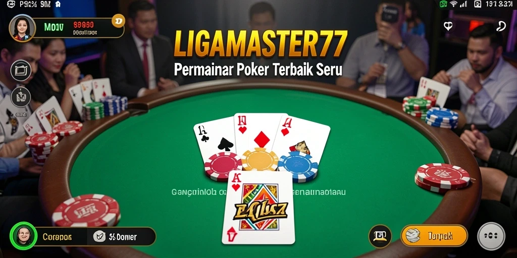 Tampilan gameplay seru dalam permainan poker LIGAMASTER77.