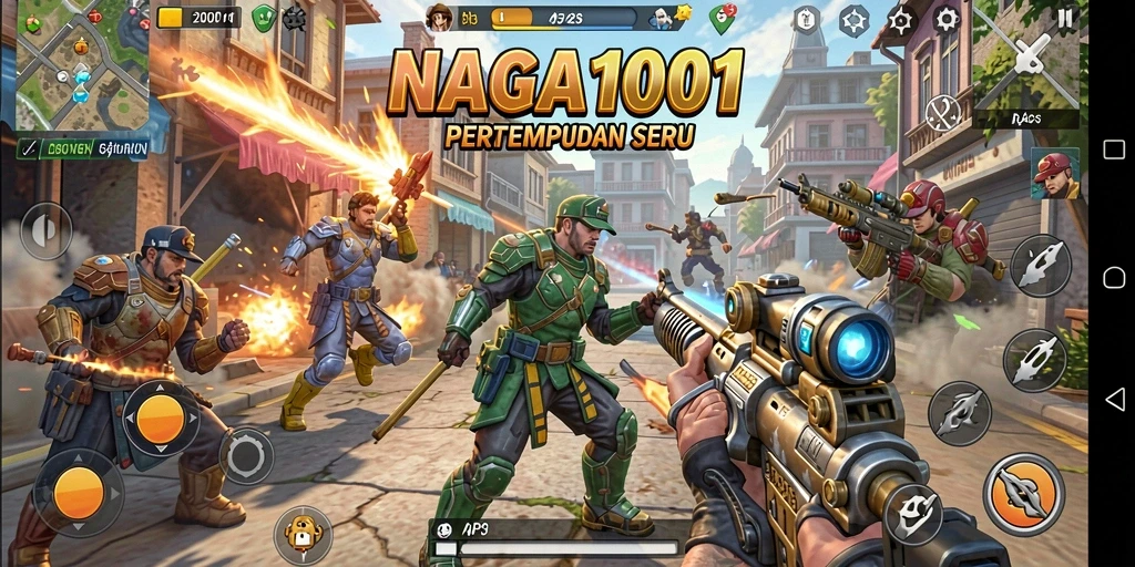 Screenshot menampilkan aksi pertempuran intens di NAGA1001