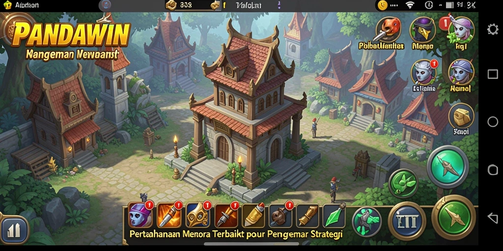 Tampilan gameplay <strong>PANDAWIN</strong> yang menegangkan dalam pertahanan menara.