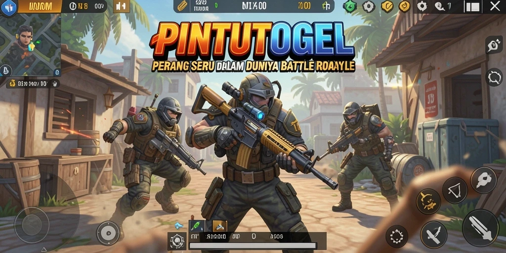 Tampilan gameplay seru di PINTUTOGEL menampilkan pertempuran Battle Royale yang intens.