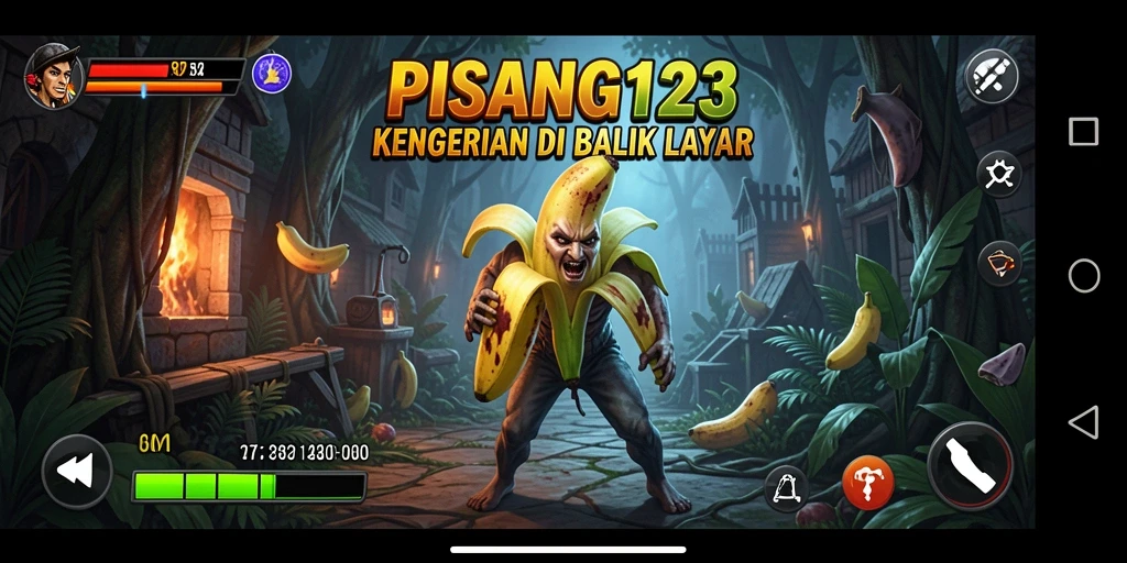 Screenshot menunjukkan momen ketegangan dalam gameplay horror PISANG123.