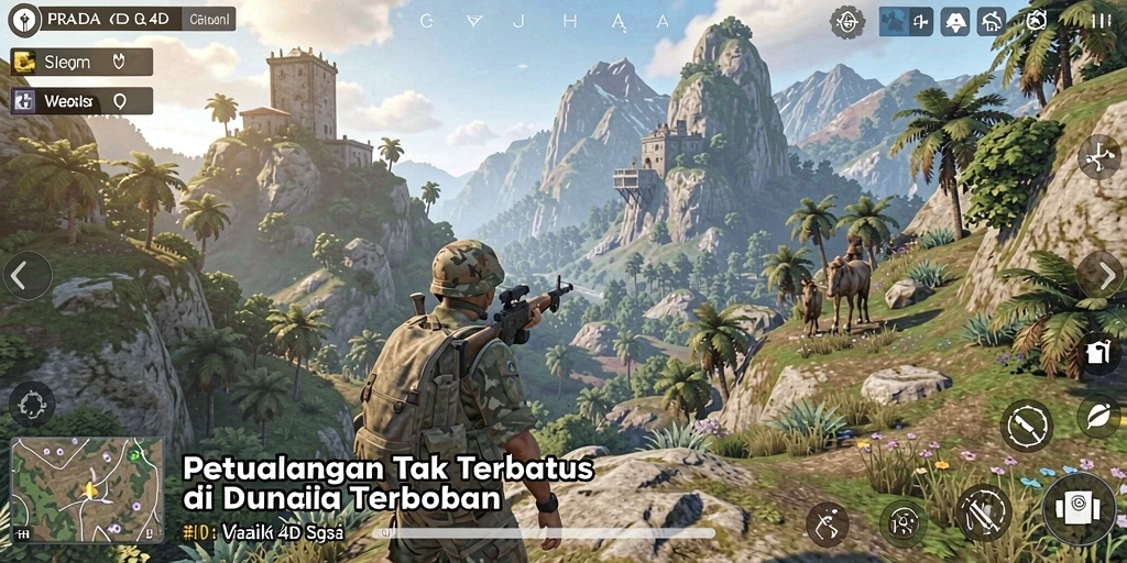 Screenshot menampilkan aksi seru dalam dunia terbuka PRADA4D.