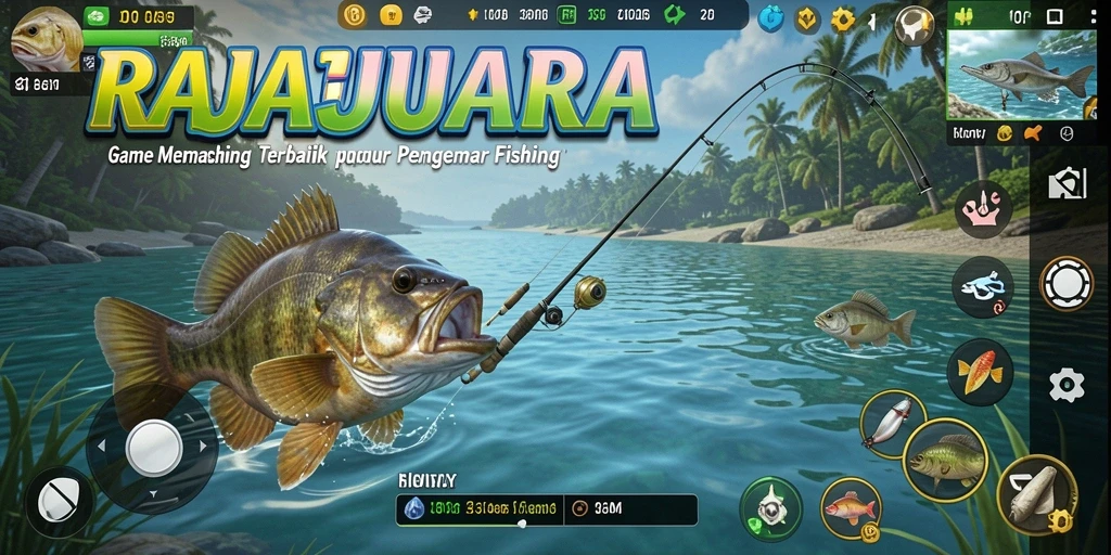 Tampilan gameplay RAJAJUARA yang menantang dan seru saat memancing.