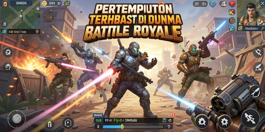 Tampilan gameplay SM605 yang menegangkan dalam pertempuran Battle Royale.