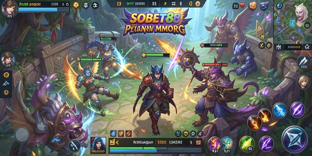Tangkapan layar menampilkan aksi seru dalam gameplay MMORPG SOBET88.