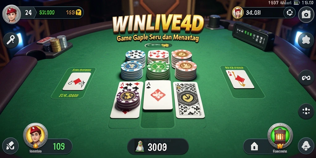 Tampilan gameplay WINLIVE4D yang seru saat bermain Gaple.