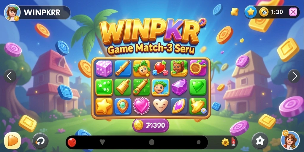 Tampilan gameplay WINPKR yang seru dalam mencocokkan simbol.